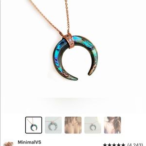 14k yel gold abalone diamond double horn necklace